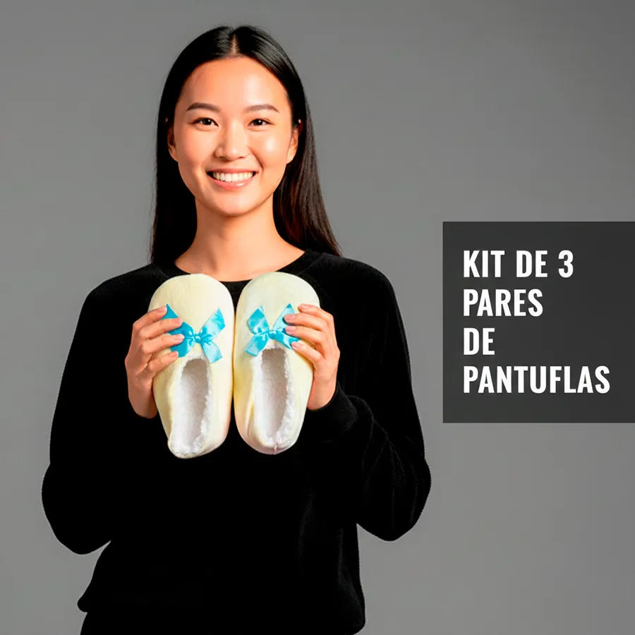 PANTUFLAS-01 KIT DE 3 PARES DE PANTUFLAS 6788